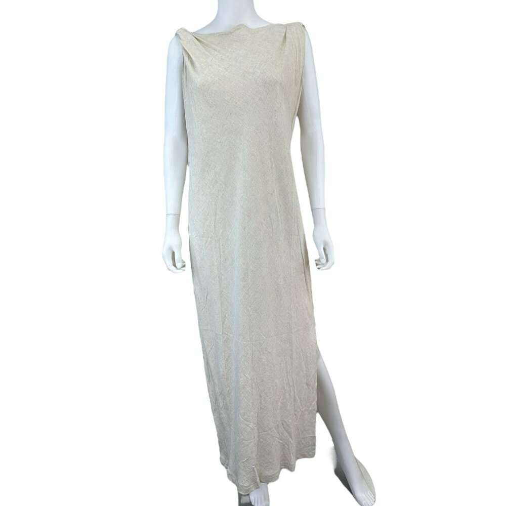 Showpo. NWT Tan Linen Jessenia Maxi Dress Size 12 H0336